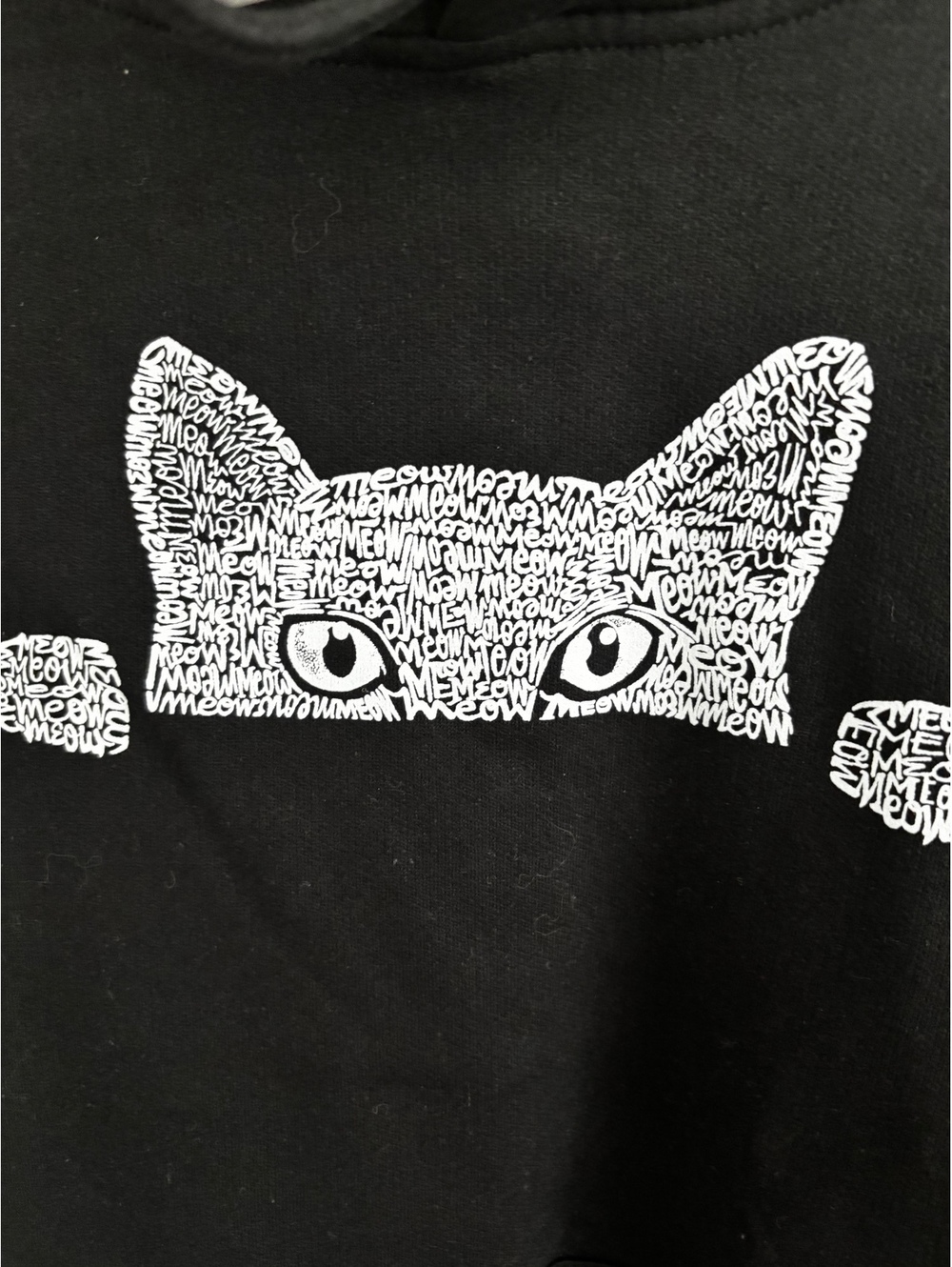 NWT LA Pop Art "Peeking Cat" Word Art Hoodie – Black S